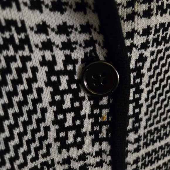 Jones New York Collection Black White Plaid Cotton Blend Sweater Blazer Size L - Picture 3 of 7